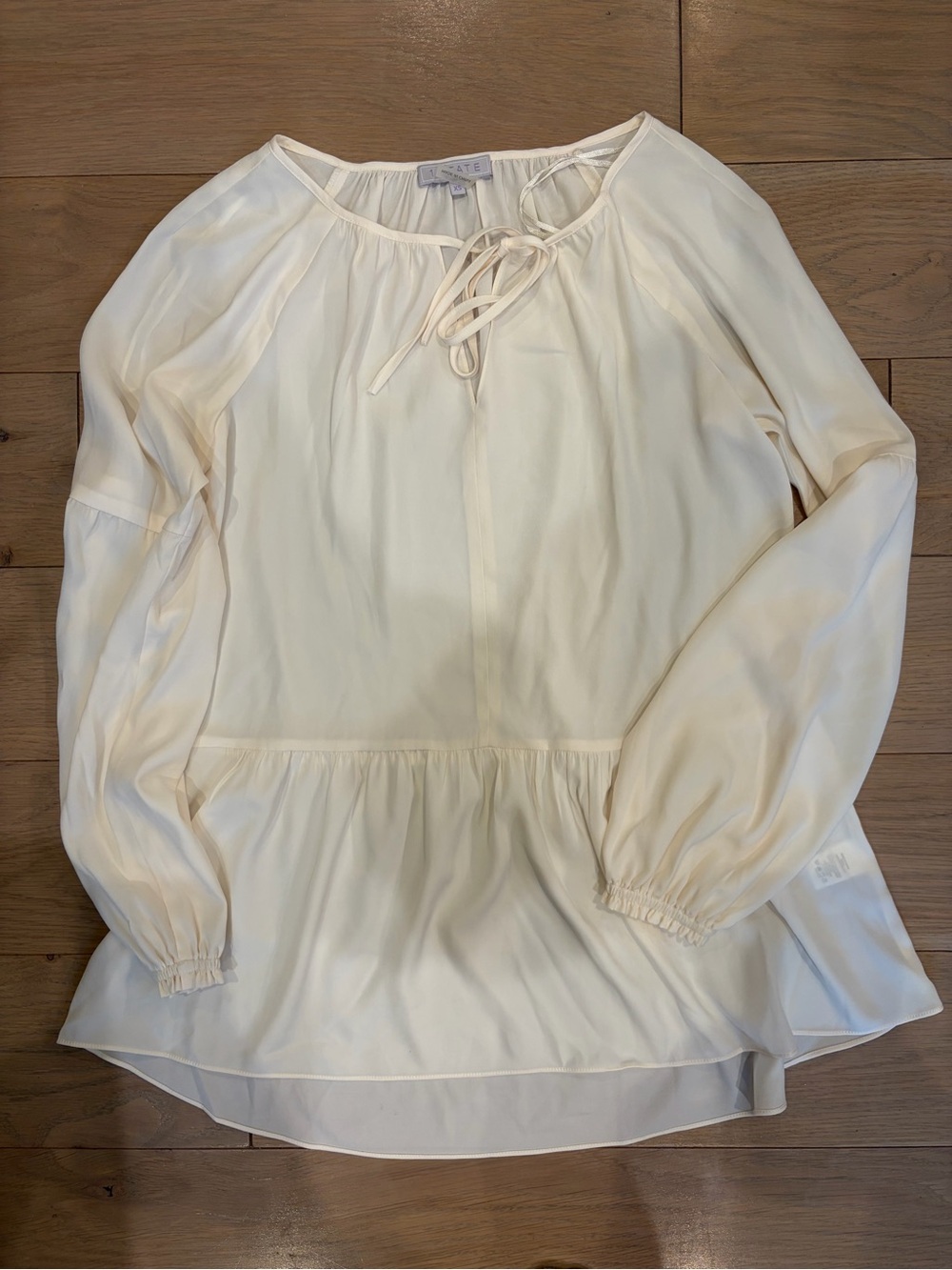 1. State Cream Peasant Tie-Neck Blouse